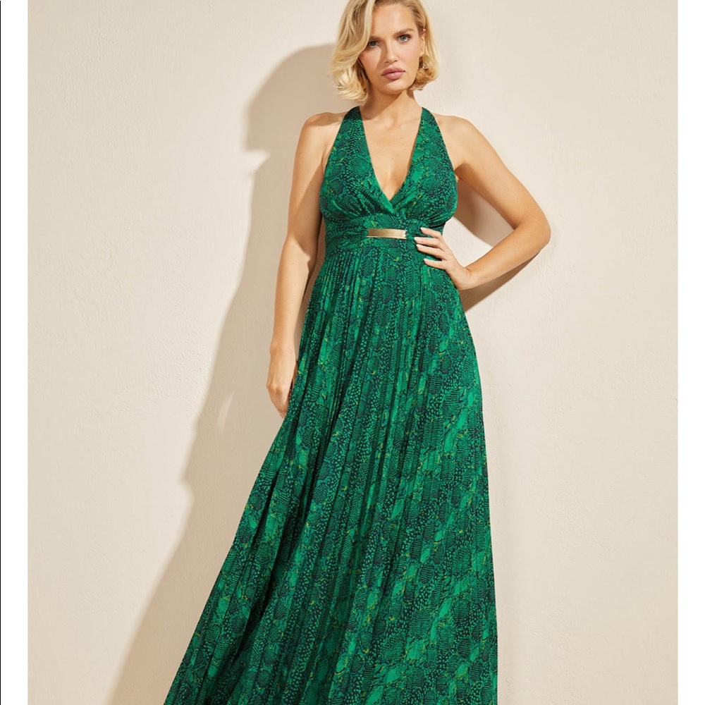 NWT Guess by Marciano Charmed Gown in Deep Green and Black Size 2